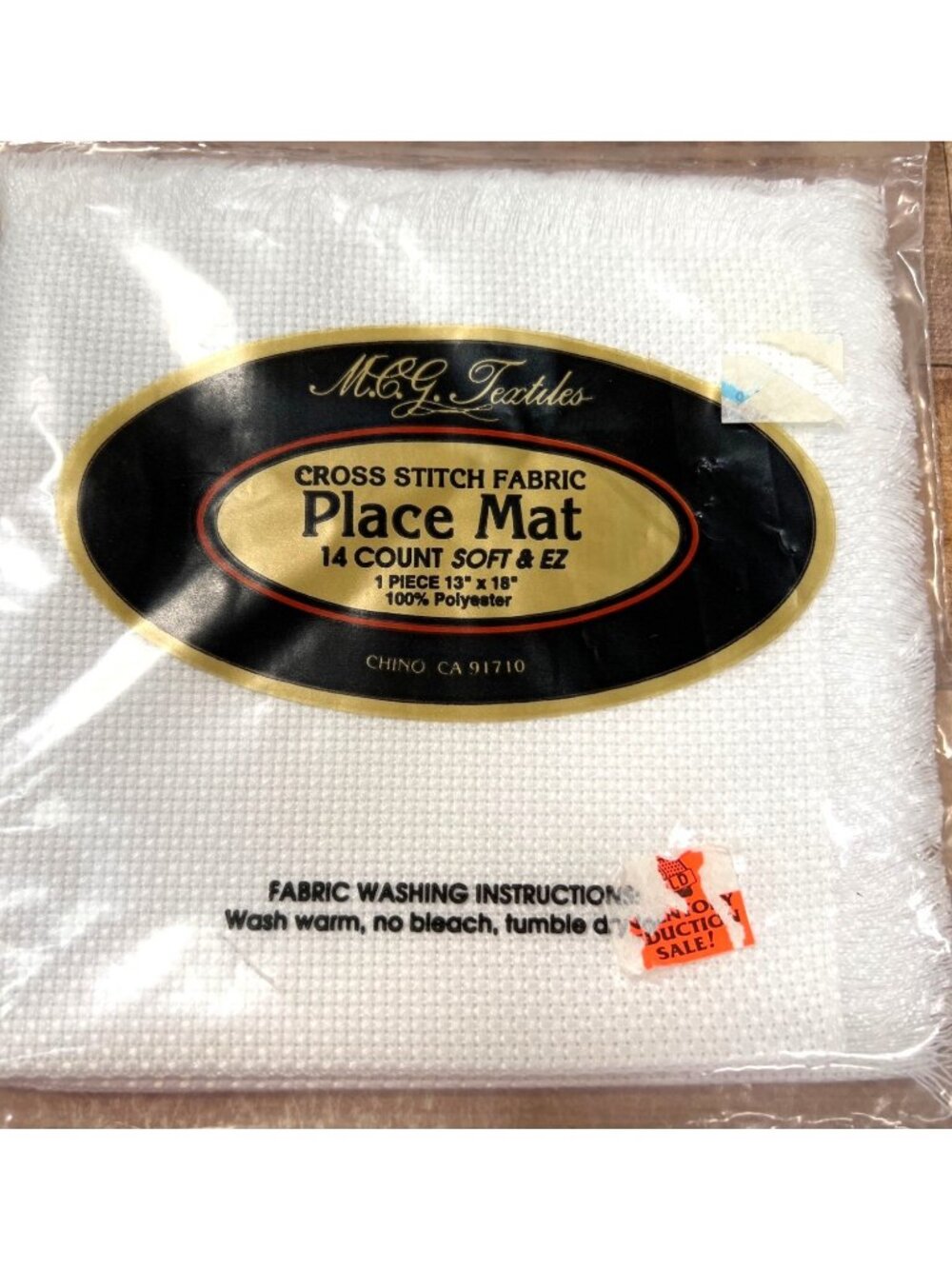 MCG Textiles Cross Stitch Fabric Place Mat 14 Count Soft & EZ 13" x 18" White